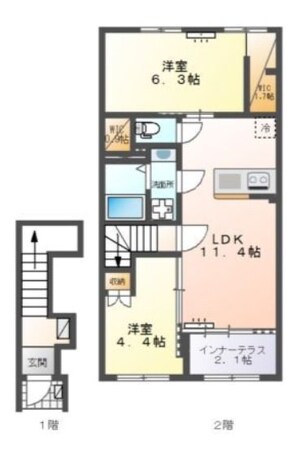 福室3丁目新築アパートの物件間取画像